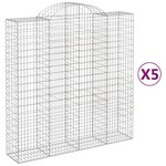 vidaXL Paniers à gabions arqués 5 Pièces 200x50x200/220 cm Fer galvanisé