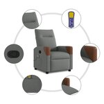 vidaXL Fauteuil inclinable de massage en tissu gris foncé