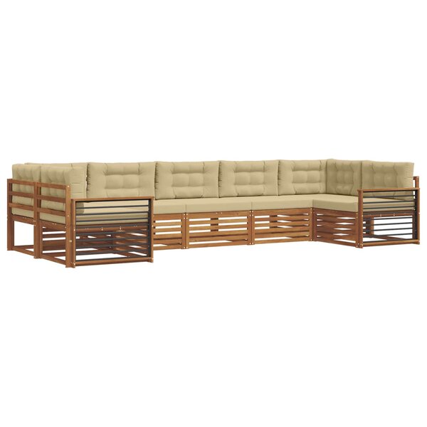 vidaXL Ensemble de canapés d'extérieur 7 Pièces Naturel et Beige