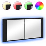 vidaXL Cabinet Miroir LED avec étagère Chêne noir 100 x 12 x 45 cm