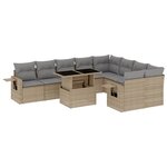vidaXL Salon de jardin avec coussins 10 Pièces beige résine tressée