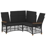 vidaXL Ensemble de canapés inclinables de jardin Noir polyrotin