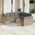 vidaXL Salon de jardin avec coussins 12 Pièces beige résine tressée