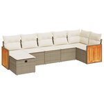 vidaXL Salon de jardin avec coussins 7 Pièces beige résine tressée