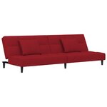 vidaXL Canapé-lit à 2 places et deux oreillers Rouge bordeaux Velours