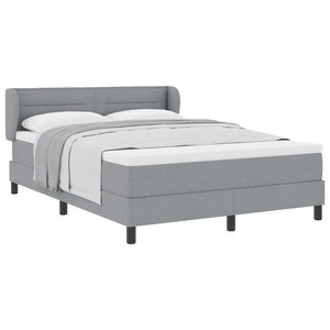 vidaXL Lit à ressorts avec matelas Gris clair 140 x 190 cm tissu