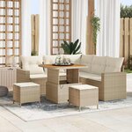 vidaXL Ensemble de canapé de jardin 8 Pièces Beige polyrotin