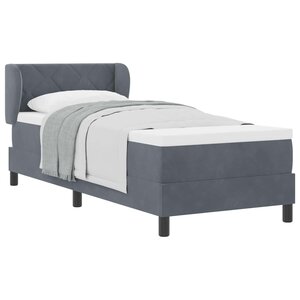 vidaXL Lit à ressorts avec tête de lit Gris foncé 80 x 200 cm Velours