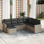 vidaXL Salon de jardin avec coussins 7 Pièces gris clair résine tressée