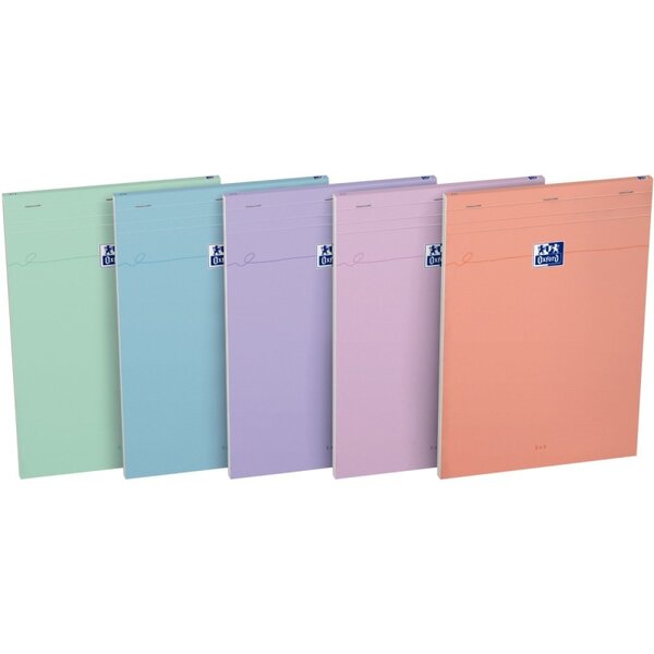 Bloc OXFORD SMART 80 feuilles format A4 quadrillé 5x5 coloris pastel assortis