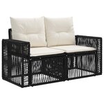 vidaXL Ensemble de canapé de jardin 10 pc Noir et blanc crème
