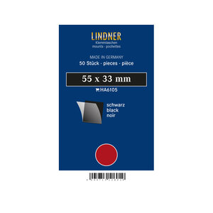 Pochettes simple soudure 55 x 33 mm pour timbres-poste. Fond - Noir