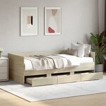 vidaXL Lit de jour avec tiroirs sans matelas chêne sonoma 100x200 cm