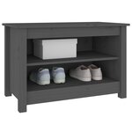 vidaXL Banc à chaussures Gris 70x38x45 5 cm Bois de pin massif
