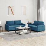 vidaXL Ensemble de canapés 2 Pièces avec coussins Bleu Velours