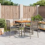 vidaXL Ensemble à manger de jardin 5 Pièces coussins gris résine tressée