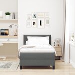vidaXL Lit à ressorts avec matelas et LED Gris foncé 90x200 cm Tissu