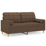 vidaXL Canapé 2 places avec oreillers décoratifs marron 140 cm tissu