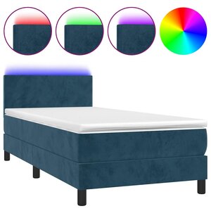 vidaXL Sommier à lattes de lit avec matelas et LED Bleu foncé 90x190cm