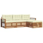 vidaXL Ensemble de canapés d'extérieur 4 pc Naturel et Crème