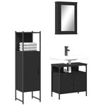 vidaXL Ensemble de meubles salle de bain 3 Pièces noir bois d'ingénierie