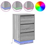 vidaXL Cabinet de chevet avec LED grise Sonoma 39x34.5x65 cm en bois d'ingénierie
