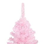 vidaXL Sapin de Noël artificiel pré-éclairé et support rose 240 cm PVC