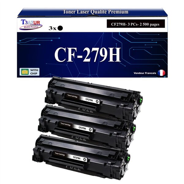 T3AZUR -3x Toners compatibles avec HP CF279H (79X) pour HP LaserJet Pro M12a  M12w  M26a  M26nw