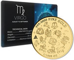 Monnaie VIRGO Zodiac Signs 1/1000 Oz Medaille Or