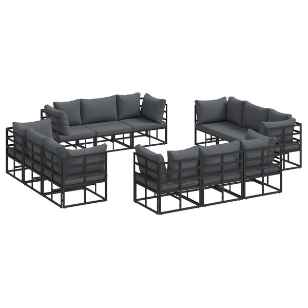 vidaXL Ensemble de canapé de jardin 12 Pièces Noir 213 x 71.5 x 71 cm