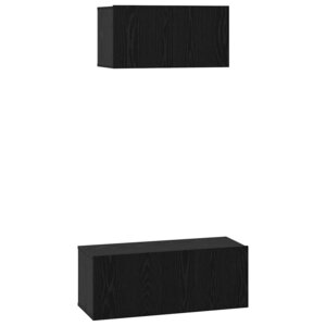 vidaXL Ensemble meuble TV 2 Pièces Chêne noir Bois d'ingénierie