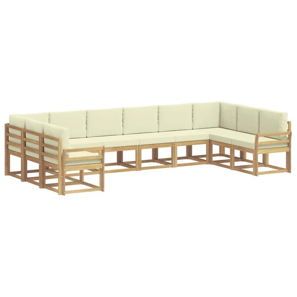 vidaXL Ensemble de canapés d'extérieur 10 Pièces Blanc et crème