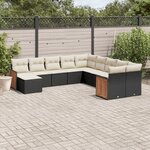 vidaXL Salon de jardin 11 Pièces avec coussins noir résine tressée