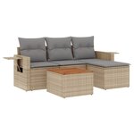 vidaXL Salon de jardin avec coussins 5 Pièces beige résine tressée