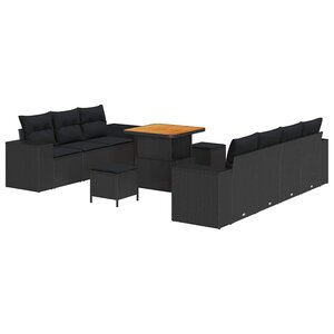 vidaXL Ensemble de canapé de jardin 10 Pièces Noir polyrotin