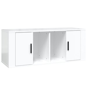 vidaXL Meuble TV Blanc brillant 100x35x40 cm Bois d'ingénierie