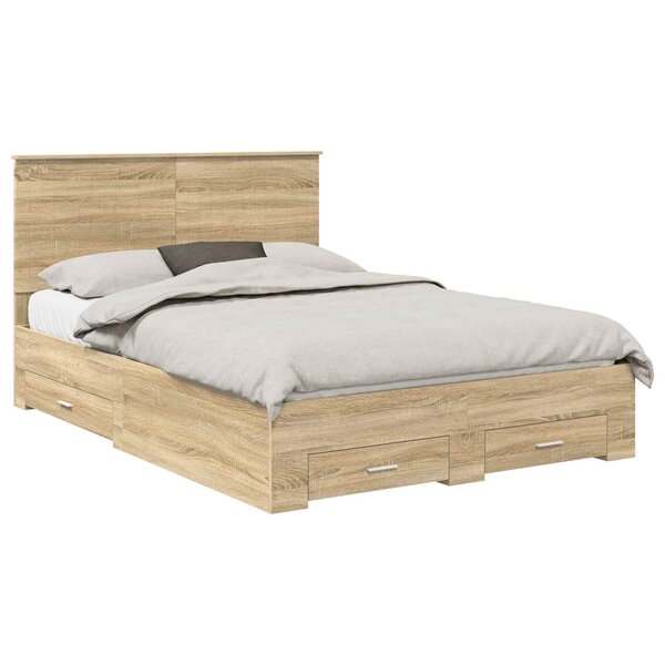 vidaXL Cadre de lit Chêne Sonoma 140 x 190 cm Bois d'ingénierie