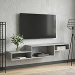vidaXL Meuble TV mural Montage mural Gris béton 150 x 28 x 26 cm
