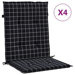 vidaXL Coussins de chaise à dossier bas lot de 4 noir à carreaux tissu