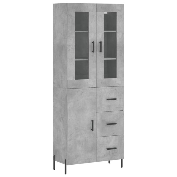 vidaXL Buffet haut Gris béton 69 5x34x180 cm Bois d'ingénierie