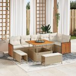 vidaXL Ensemble de canapé de jardin avec coussin 9 Pièces Beige et crème