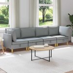 vidaXL Canapé modulaire avec rangement 4 Pièces Gris clair Tissu