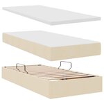 vidaXL Lit de rangement LED avec matelas Crème 180 x 200 cm Tissu