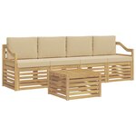 vidaXL Ensemble de canapés d'extérieur 5 Pièces Blanc et Beige Polyester