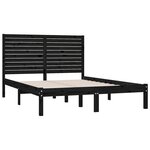 vidaXL Cadre de lit Noir Bois massif 150x200 cm Très grand
