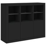 vidaXL Buffets avec lumières LED 3 Pièces noir bois d'ingénierie