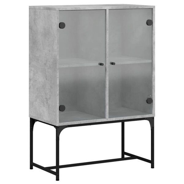 vidaXL Armoire latérale avec portes en verre gris béton 69x37x100 cm