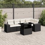 vidaXL Salon de jardin 6 Pièces avec coussins noir résine tressée