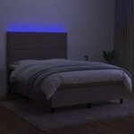 vidaXL Sommier à lattes de lit et matelas et LED Taupe 140x190cm Tissu