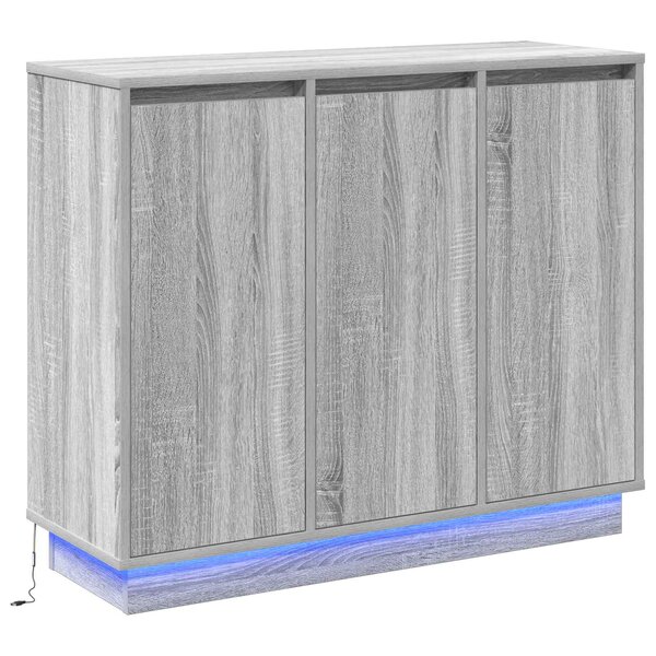 vidaXL Buffet LED Gris Sonoma 90 x 32 x 75 cm Bois d'ingénierie